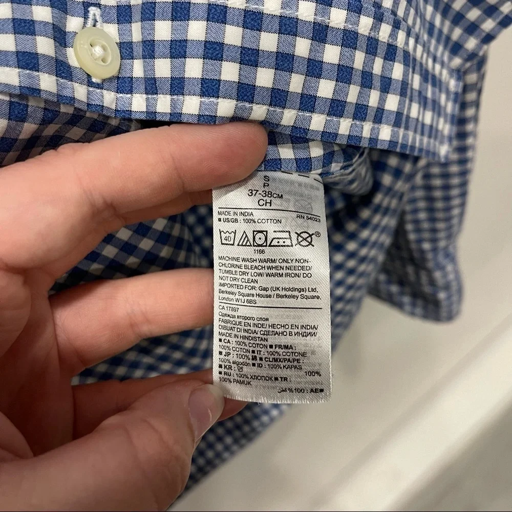 Banana Republic Camden Fit Mini Check Blue Sky Shirt Button Down Small